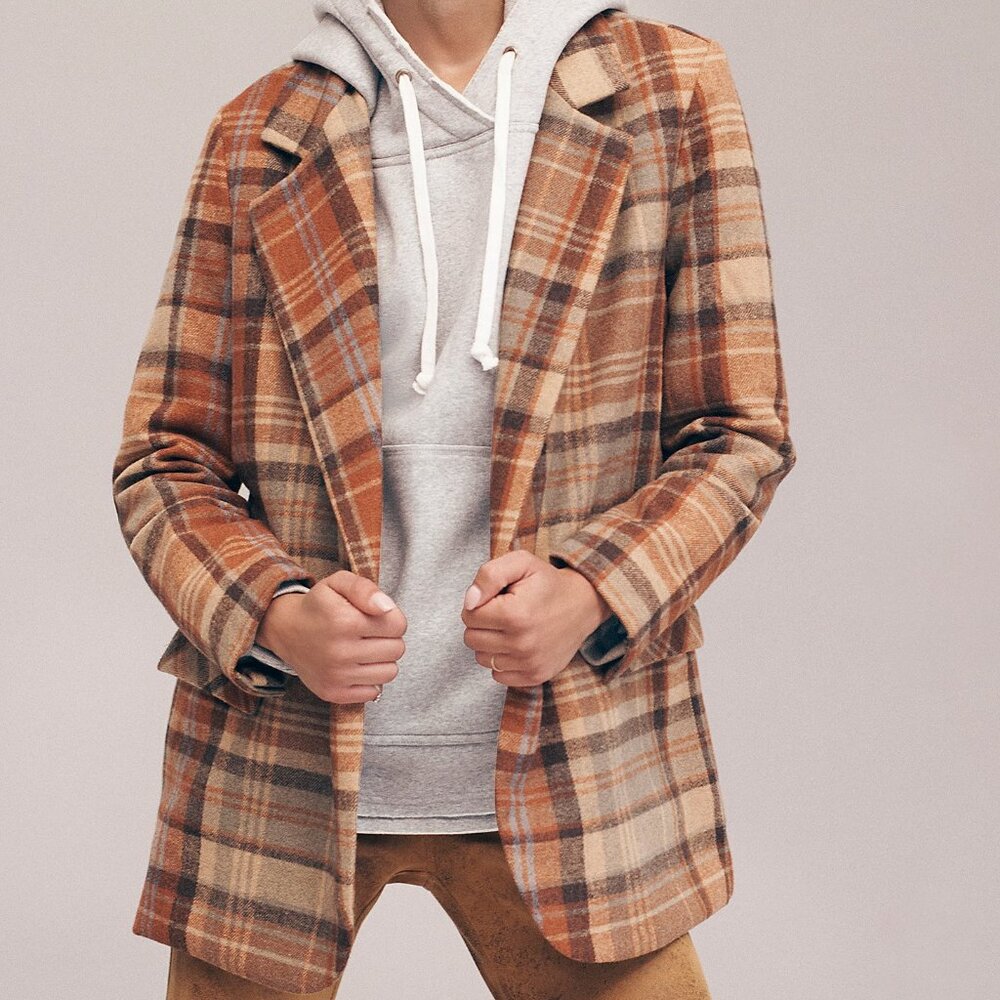 Free People Mari Plaid Blazer